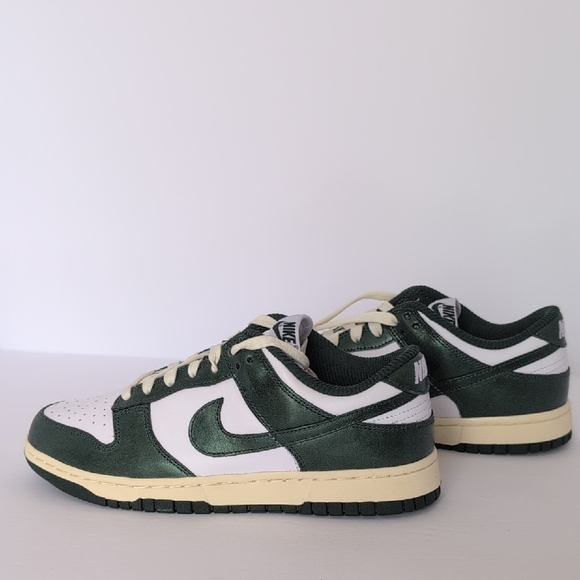 Nike Dunk Low Shiny Forest Green & White Sneakers - Picture 5 of 14